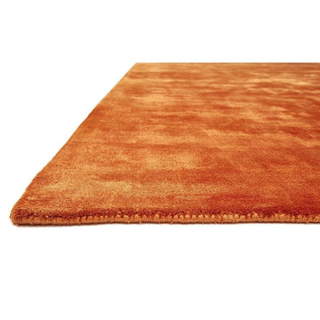 Katherine Carnaby Chrome Luxury Modern Plain Distressed Tonal Metallic Shimmer Hand-Woven High-Density Heavyweight Soft Textured Silky Viscose Burnt Paprika Orange Rug-Asiatic Carpets-Rug Love - The Most Loved Rug Store